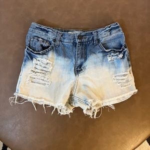 Ombré distressed high waisted Jean shorts